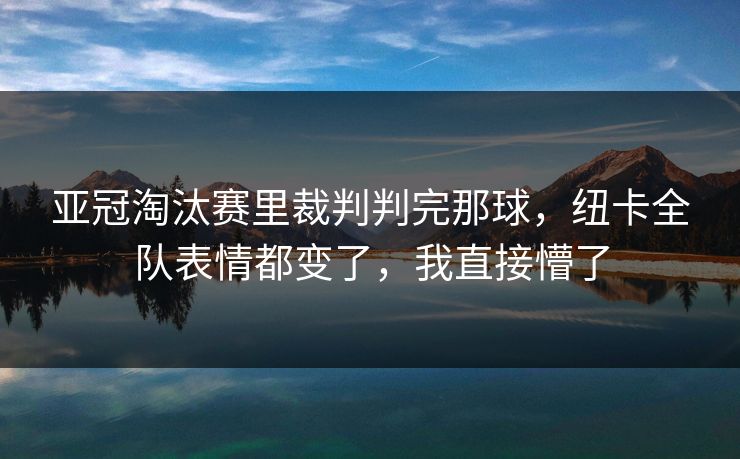 亚冠淘汰赛里裁判判完那球,纽卡全队表情都变了,我直接懵了