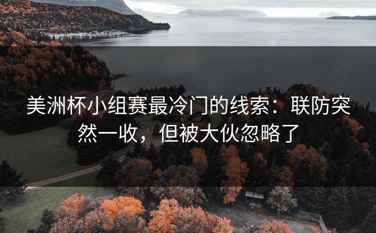 美洲杯小组赛最冷门的线索：联防突然一收，但被大伙忽略了
