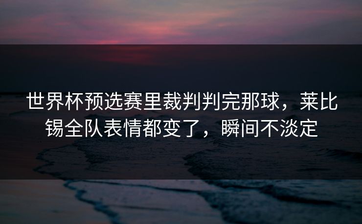 世界杯预选赛里裁判判完那球,莱比锡全队表情都变了,瞬间不淡定 世界杯预选赛里裁判判完那球,莱比锡全队表情都变了,瞬间不淡定