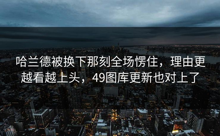 哈兰德被换下那刻全场愣住,理由更越看越上头,49图库更新也对上了 哈兰德被换下那刻全场愣住,理由更越看越上头,49图库更新也对上了
