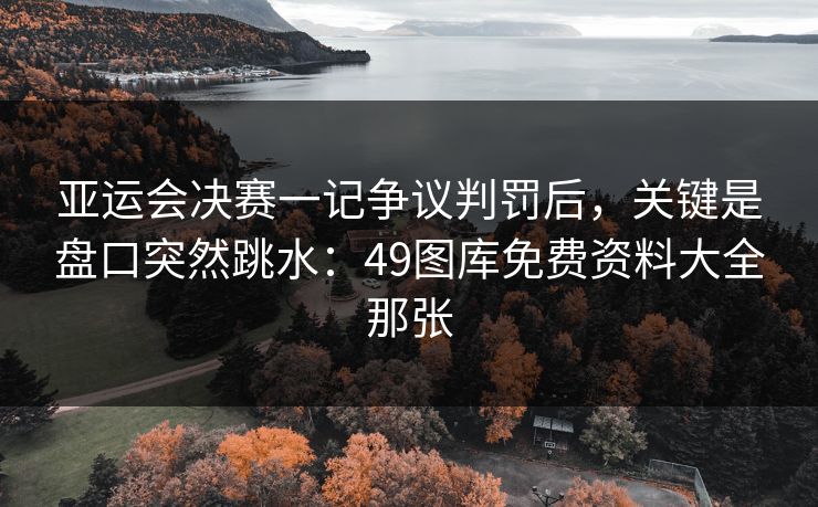 亚运会决赛一记争议判罚后,关键是盘口突然跳水:49图库免费资料大全那张 亚运会决赛一记争议判罚后,关键是盘口突然跳水:49图库免费资料大全那张